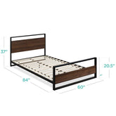 Fast Furnishings Modern FarmHome Queen Metal Wood Bed